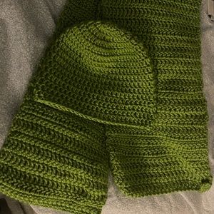 Guacamole green beanie and scarf.